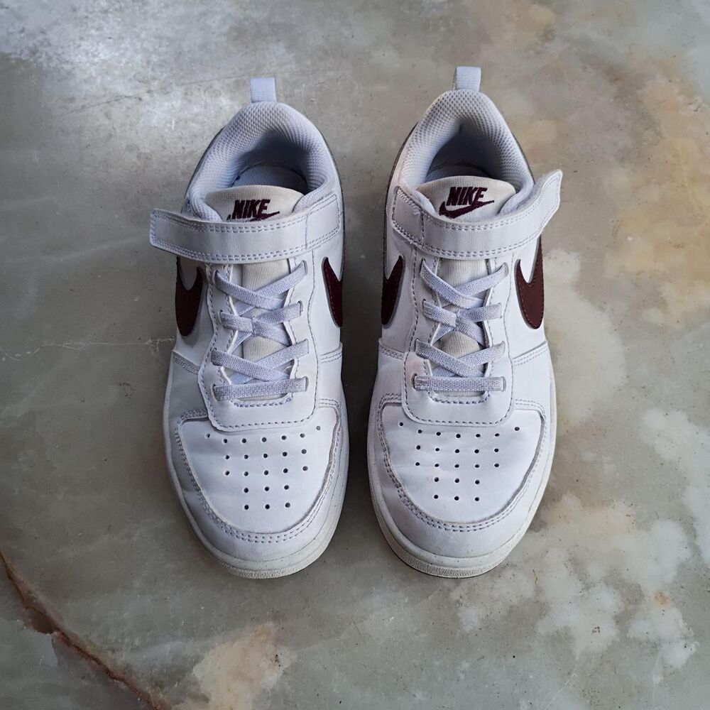 Nike Court Borough Low Recraft White and Burgundy Trainers